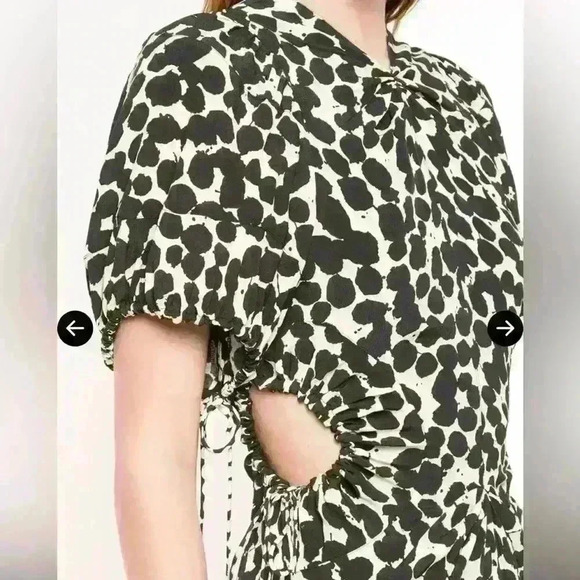 Proenza Schouler Textured Crepe Painted Dot Cinched Cut Out Dress - Picture 6 of 16